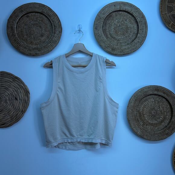 Free People Movement Cream Beige Love Mesh Tank Top Small Activewear Athleisure - Picture 1 of 6